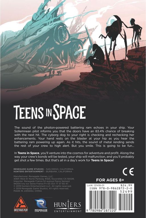 Teens in Space dos de la boîte