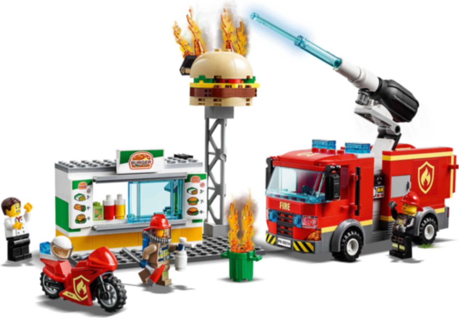 LEGO® City L'intervention des pompiers au restaurant de hamburgers gameplay
