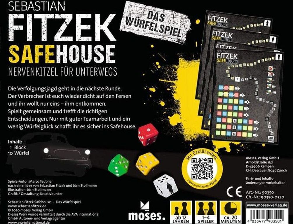 Sebastian Fitzek Safehouse Würfelspiel parte posterior de la caja