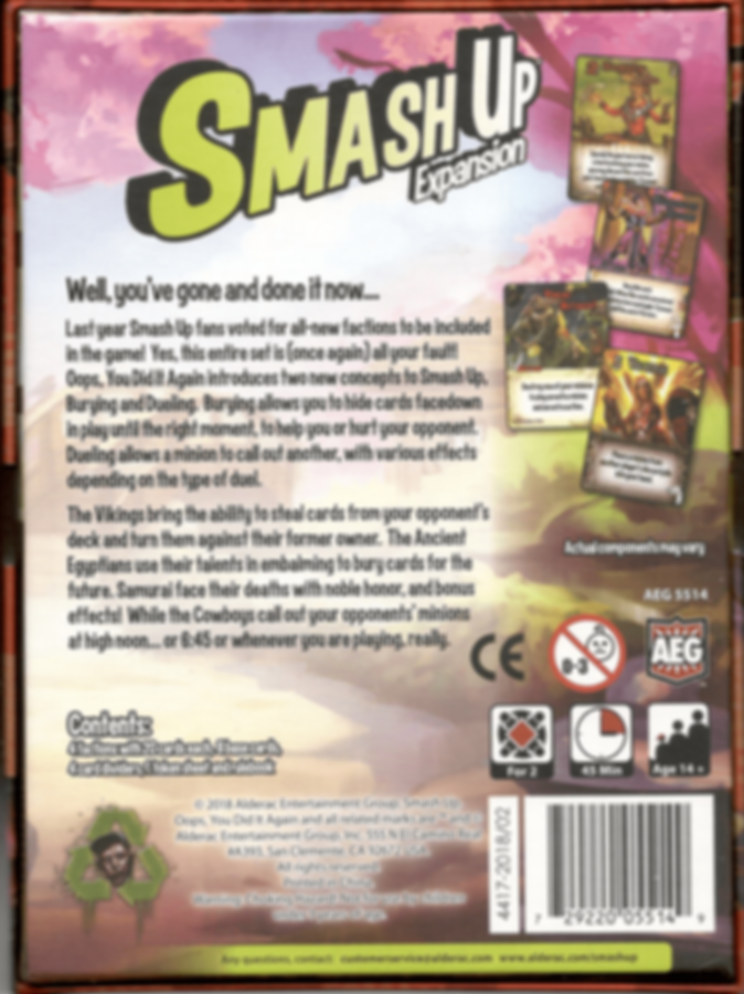 Smash Up: Oops, You Did It Again back of the box