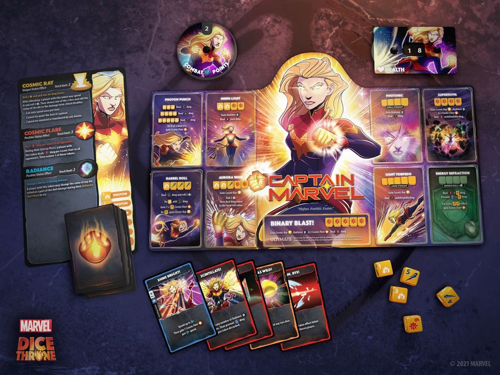 Marvel Dice Throne: Captain Marvel v. Black Panther componenten