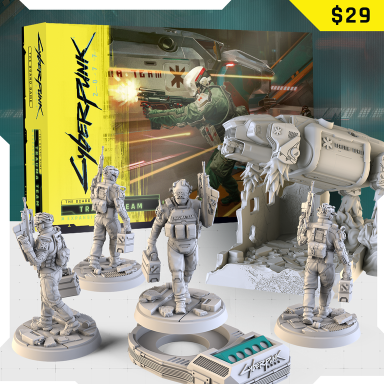 Cyberpunk 2077: The Board Game – Trauma Team componenti