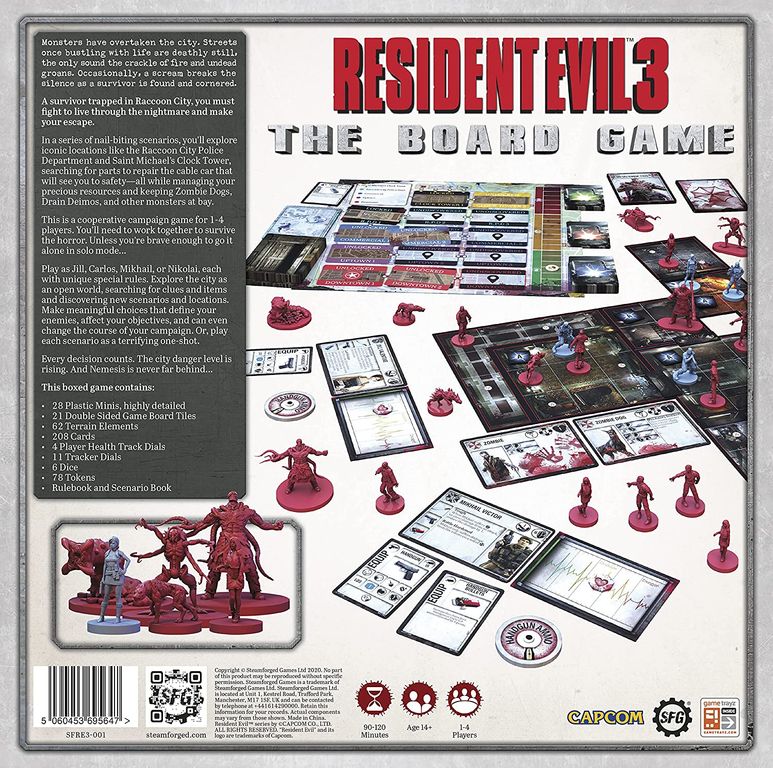 Resident Evil 3: The Board Game parte posterior de la caja