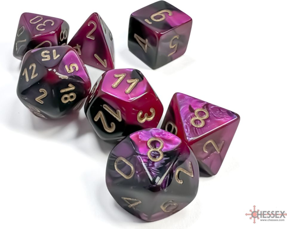 Gemini Black-Purple/gold Polyhedral 7-Dice Set würfel