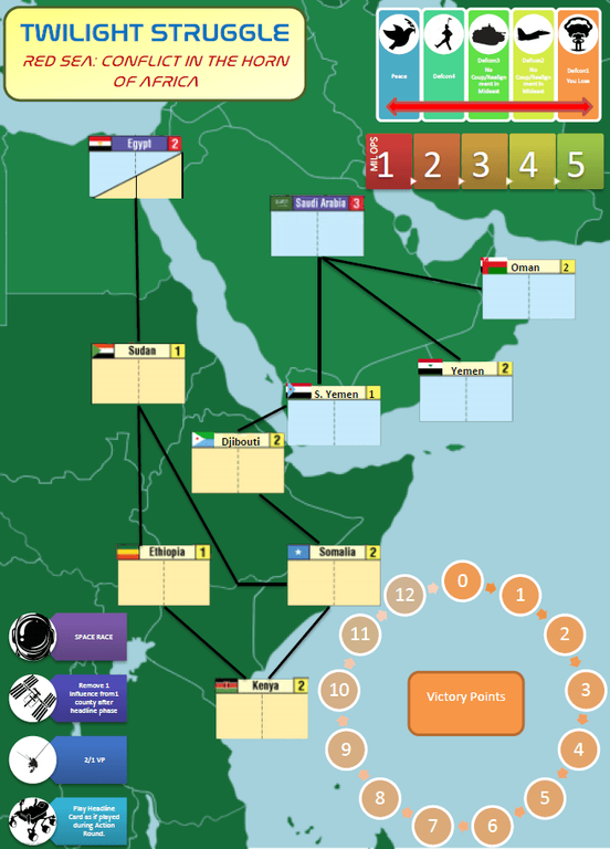 Twilight Struggle: Red Sea – Conflict in the Horn of Africa tavolo da gioco