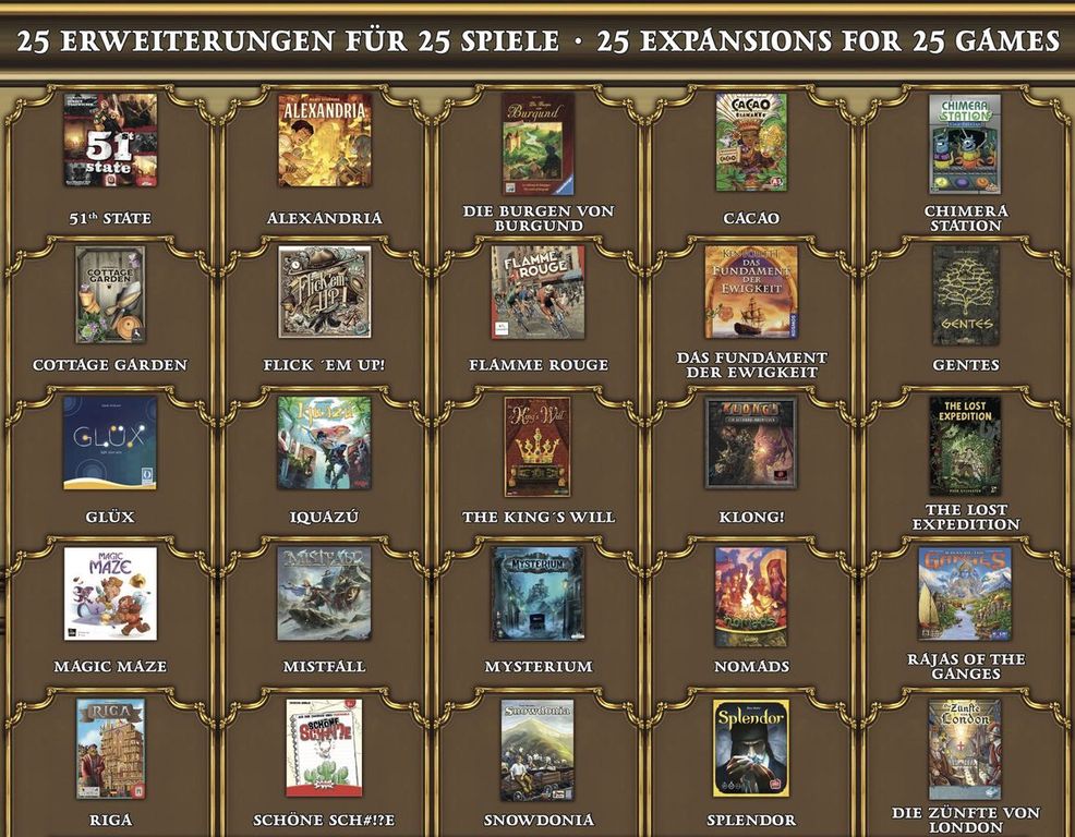 Brettspiel Adventskalender 2017 composants