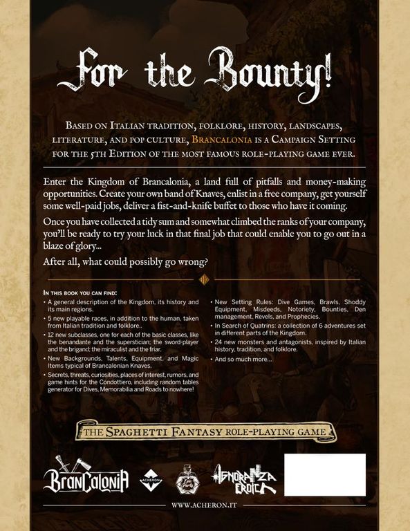 Brancalonia - Spaghetti Fantasy back of the box