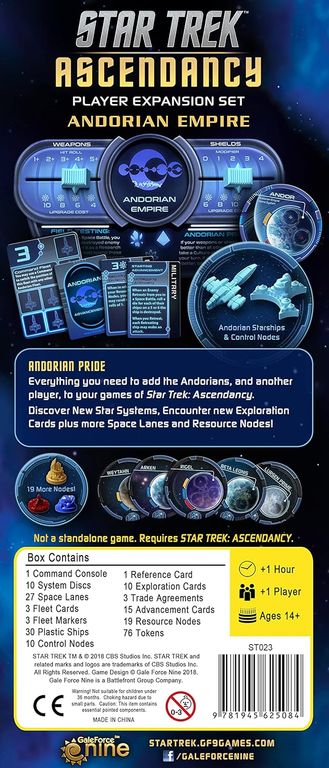 Star Trek: Ascendancy – Andorian Empire parte posterior de la caja