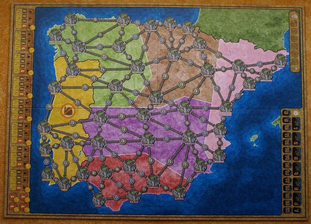 Power Grid: Brazil/Spain & Portugal game board
