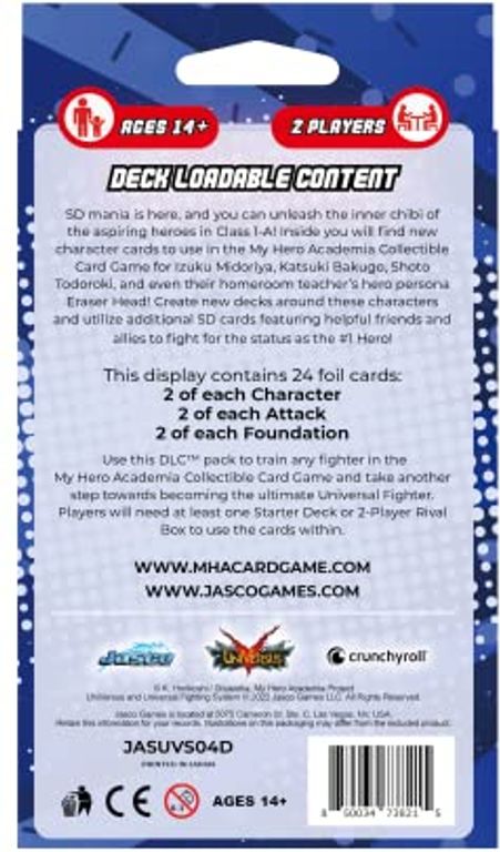 My Hero Academia: League of Villains Deck Loadable Content Pack back of the box