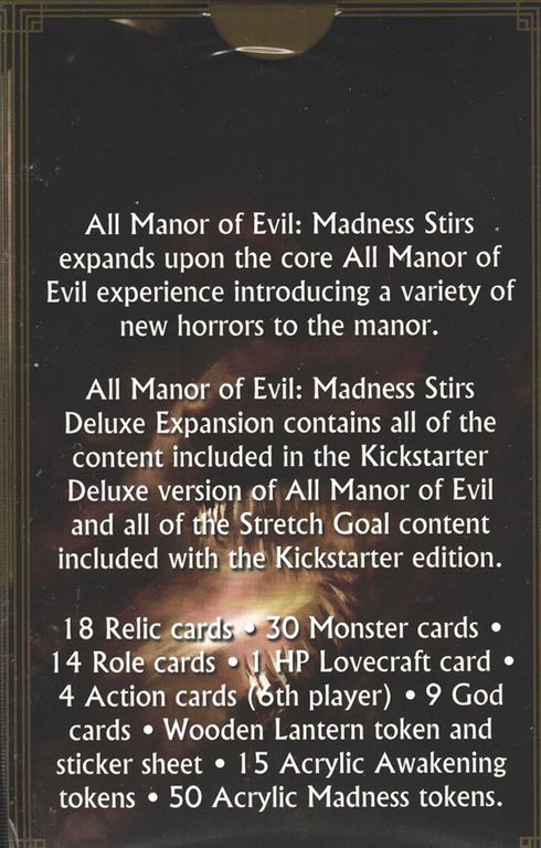 All Manor of Evil: Madness Stirs parte posterior de la caja