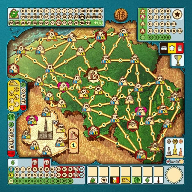 The Belgian Beers Race Dice game board
