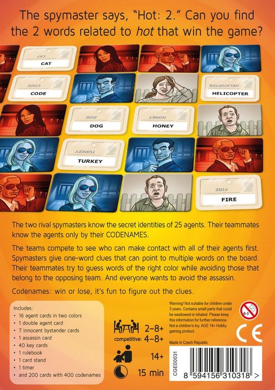 Codenames achterkant van de doos