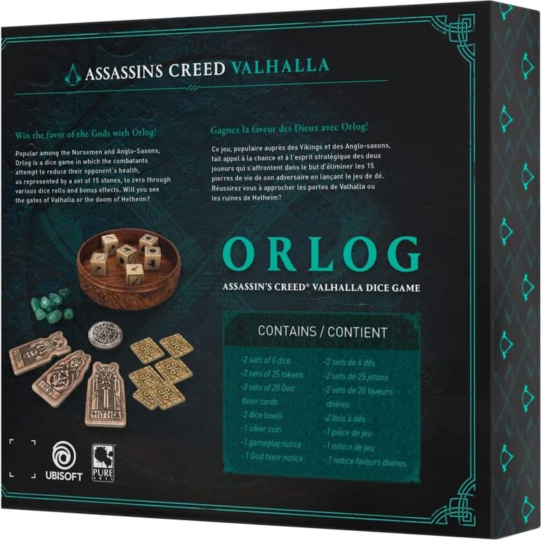 Assassin's Creed: Valhalla Orlog Dice Game rückseite der box