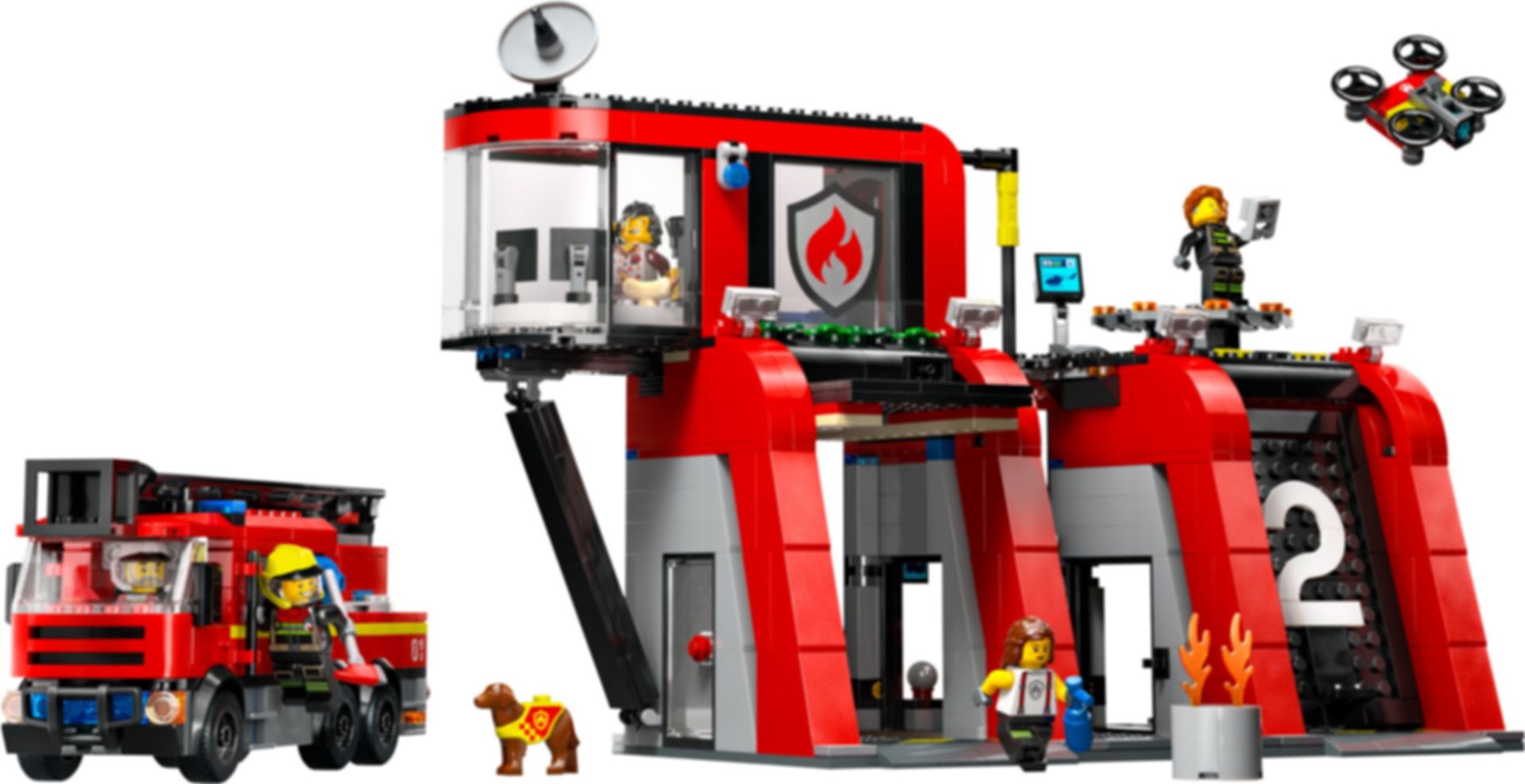 LEGO® City Feuerwehrstation mit Drehleiterfahrzeug komponenten