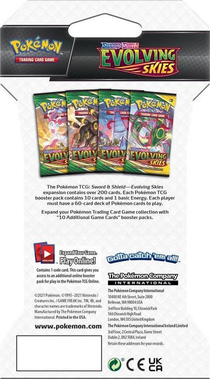 Pokémon Sword & Shield Evolving Skies Booster Pack rückseite der box