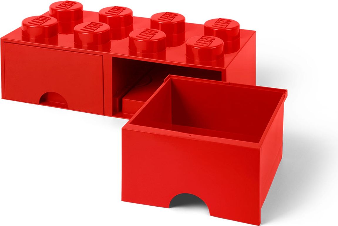 8-stud Bright Red Storage Brick Drawer componenten