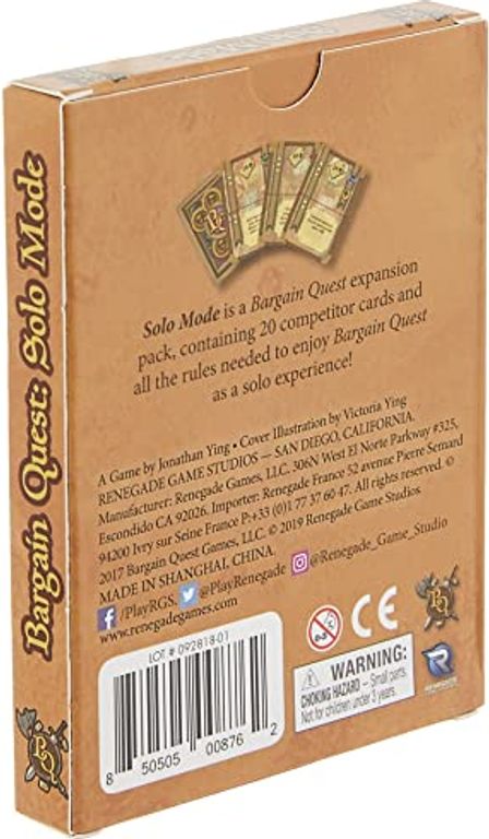 Bargain Quest: Solo Mode parte posterior de la caja