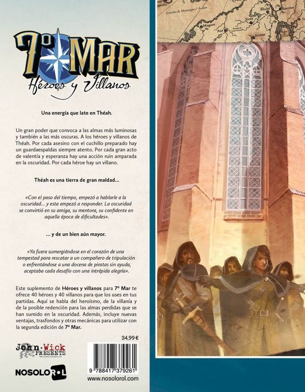 7th Sea: Heroes & Villains parte posterior de la caja