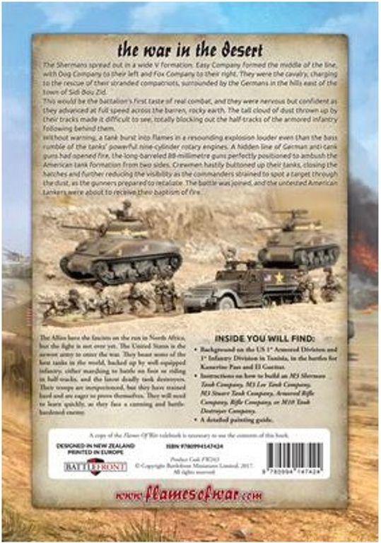 Flames of War: Fighting First – US Forces in North Africa 1942-43 parte posterior de la caja