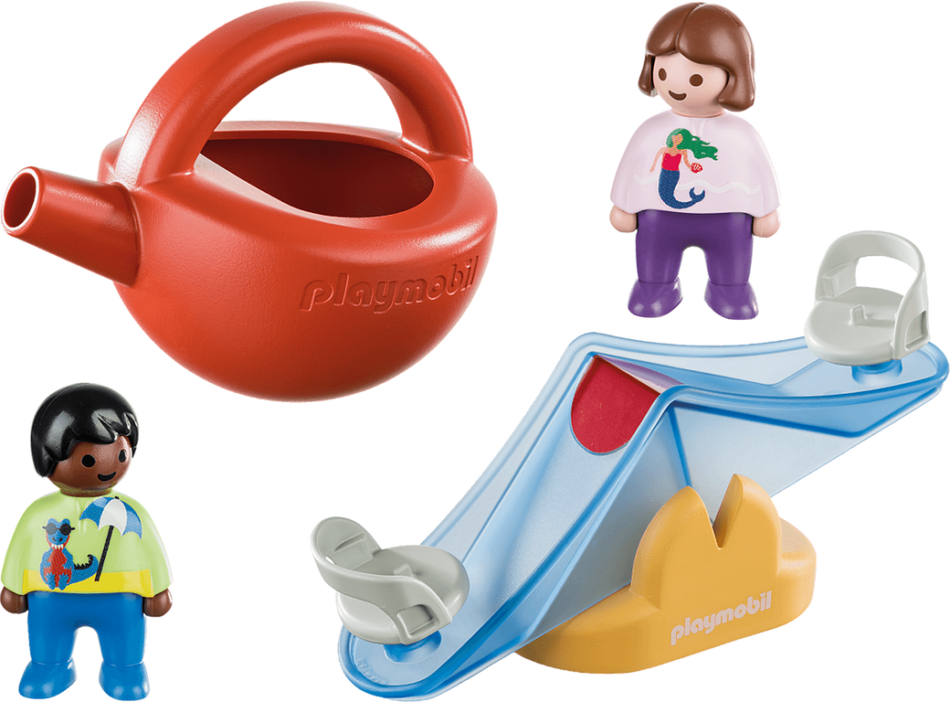 Playmobil® 1.2.3 Water Seesaw with Watering Can components
