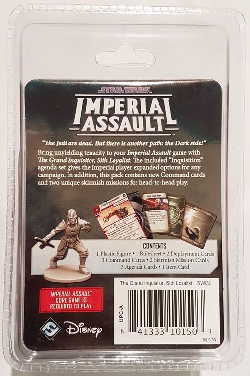 Star Wars: Imperial Assault - Der Grossinquisitor (Sith-Loyalist) Schurken-Pack rückseite der box