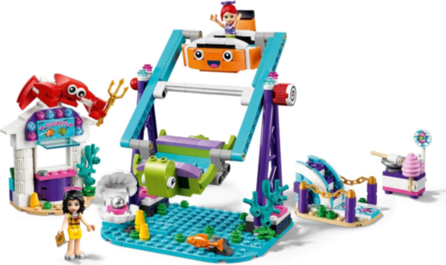LEGO® Friends Schaukel mit Looping im Vergnügungspark spielablauf