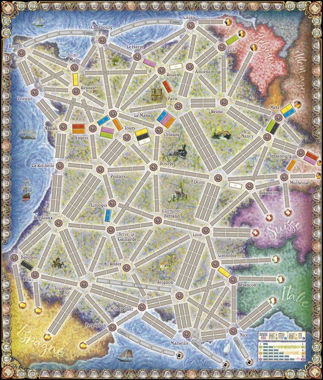 Ticket to Ride Map Collection: Volume 6 - France & Old West game board