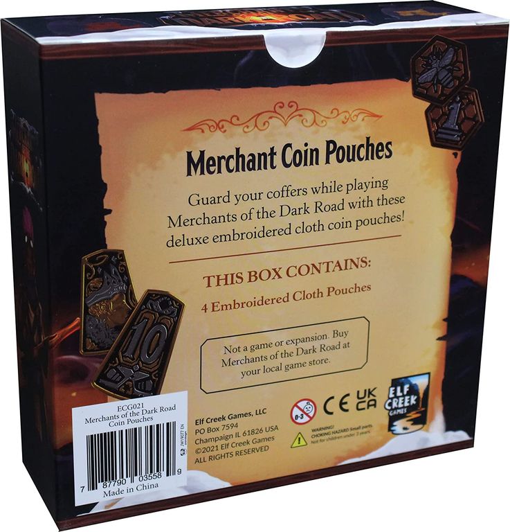 Merchants of the Dark Road: Coin Pouches back of the box