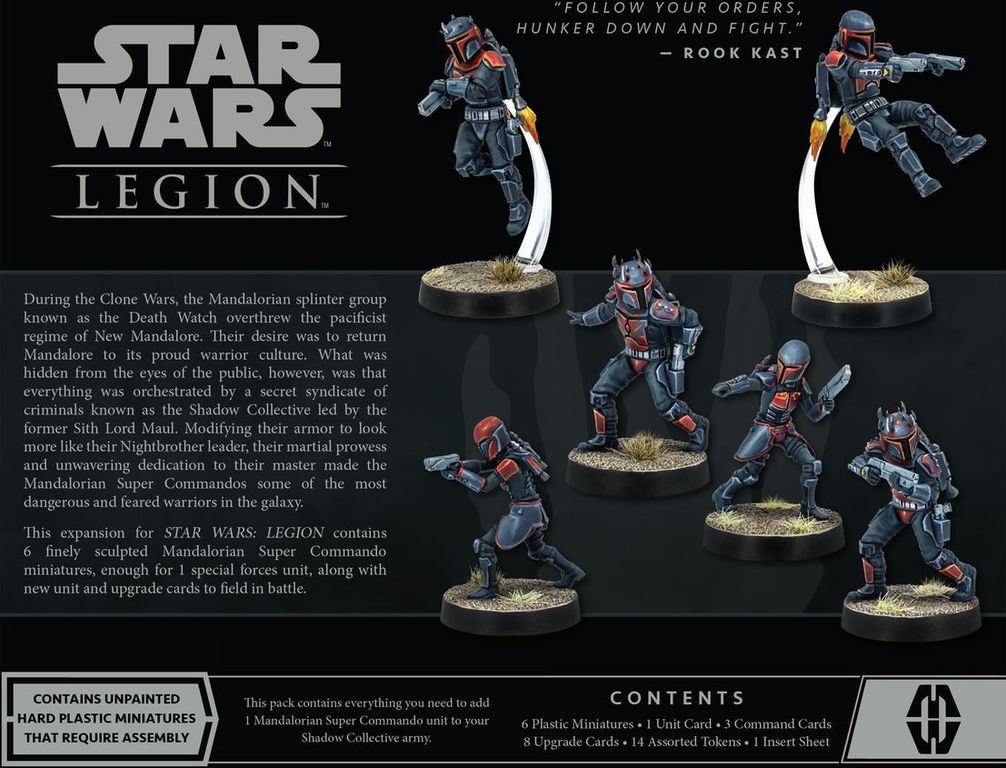 Star Wars: Legion – Mandalorian Super Commandos Unit Expansion parte posterior de la caja