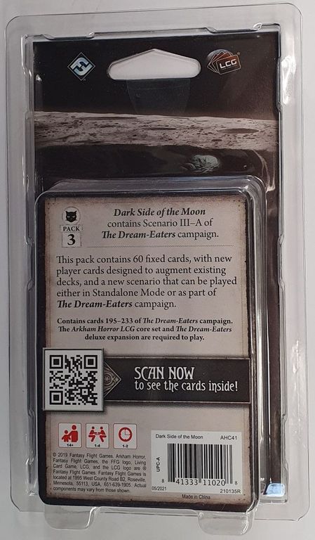 Arkham Horror: The Card Game – Dark Side of the Moon: Mythos Pack back of the box