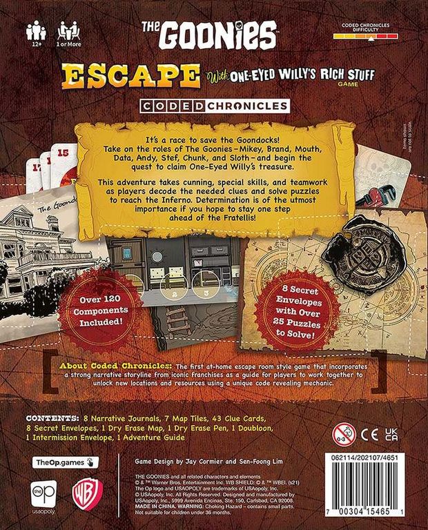 The Goonies: Escape With One-Eyed Willy's Rich Stuff – A Coded Chronicles Game back of the box