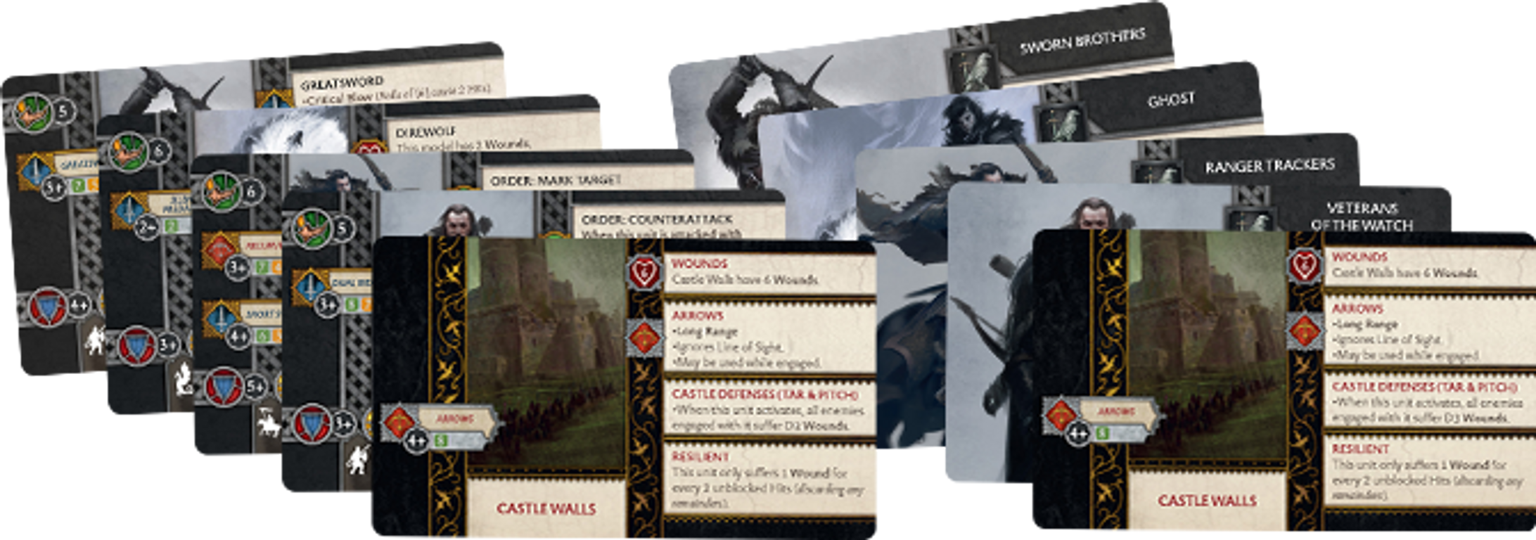 A Song of Ice & Fire: Tabletop Miniatures Game - Night's Watch Starter Set cards