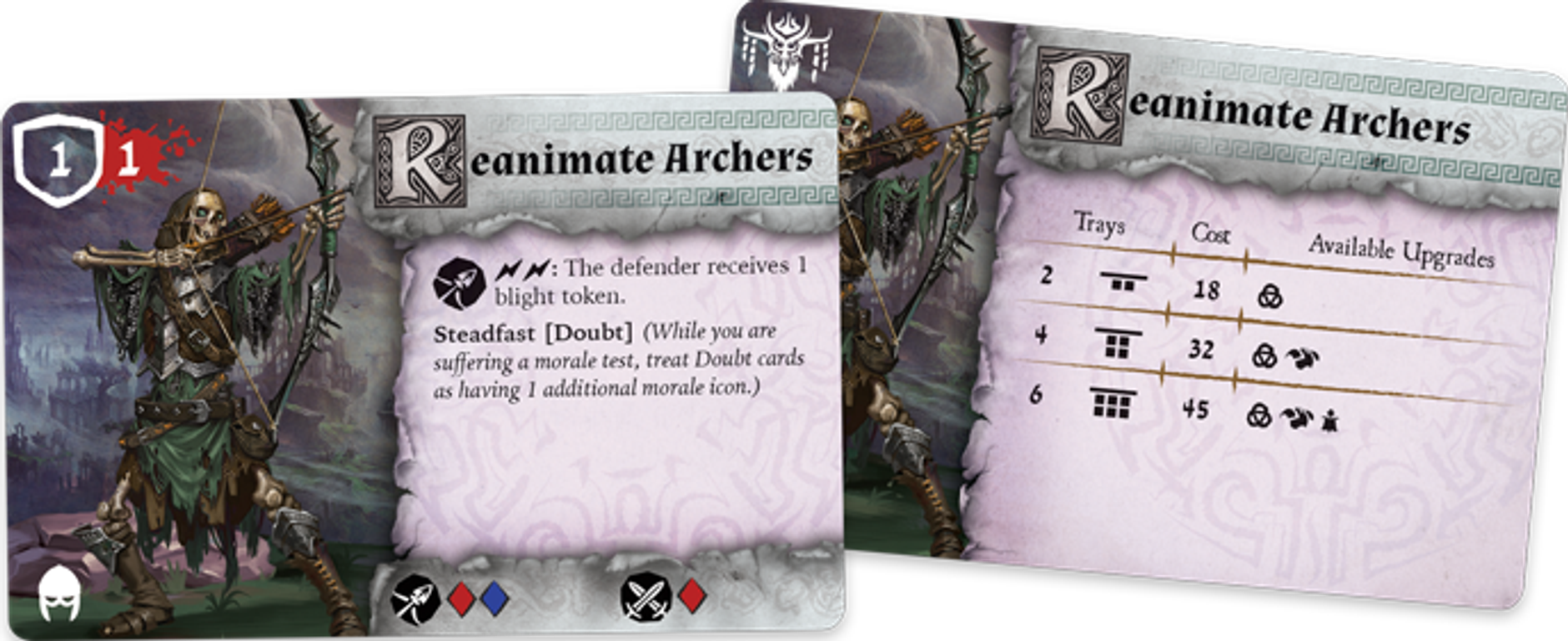 Runewars le jeu de figurines: Archers réanimés cartes