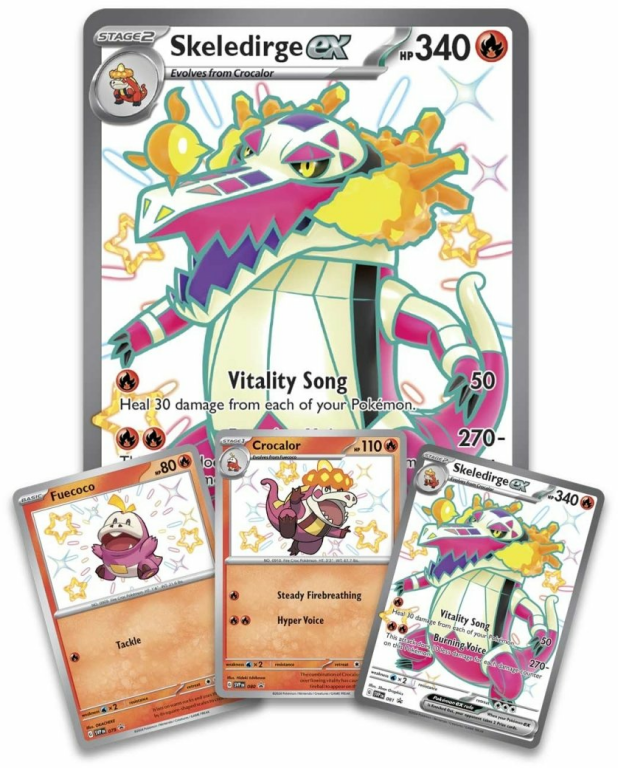 Pokémon TCG: Scarlet & Violet-Paldean Fates Skeledirge ex Premium Collection cartes