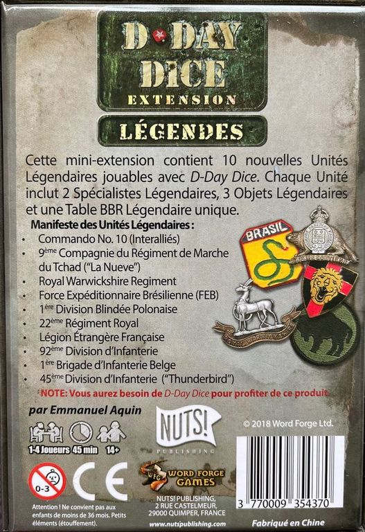 D-Day Dice (Second Edition): Légendes dos de la boîte