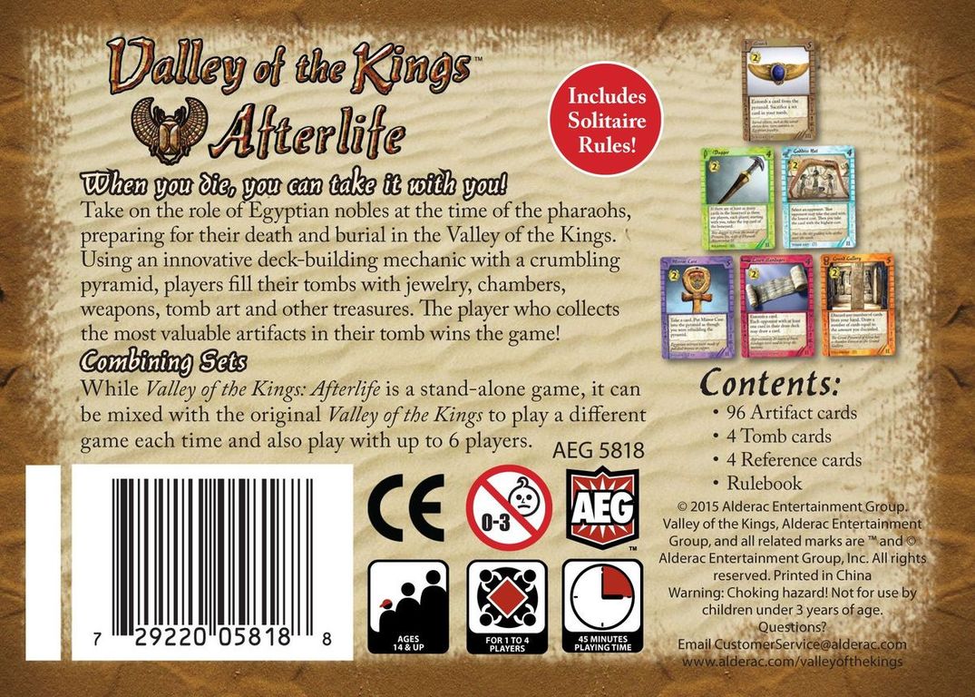Valley of the Kings: Afterlife back of the box
