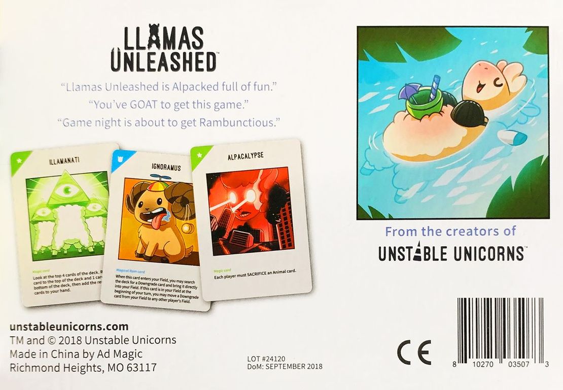 Llamas Unleashed back of the box