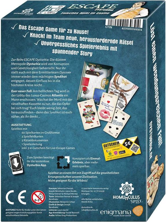 ESCAPE Dysturbia: Falsches Spiel im Casino back of the box