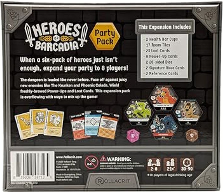 Heroes of Barcadia: Party Pack 2-Additional Player Expansion back of the box