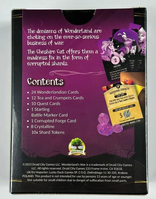 Wonderland's War: Shards of Madness back of the box