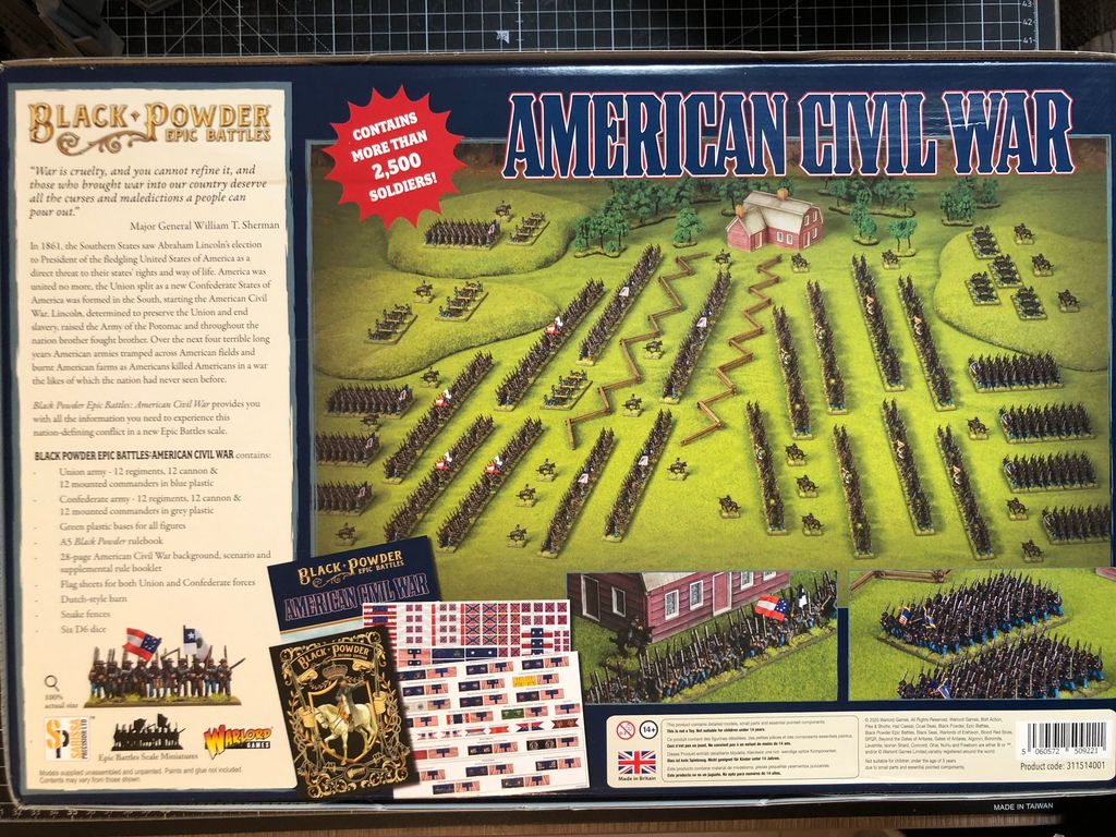 Black Powder: Epic Battles – American Civil War Starter Set achterkant van de doos