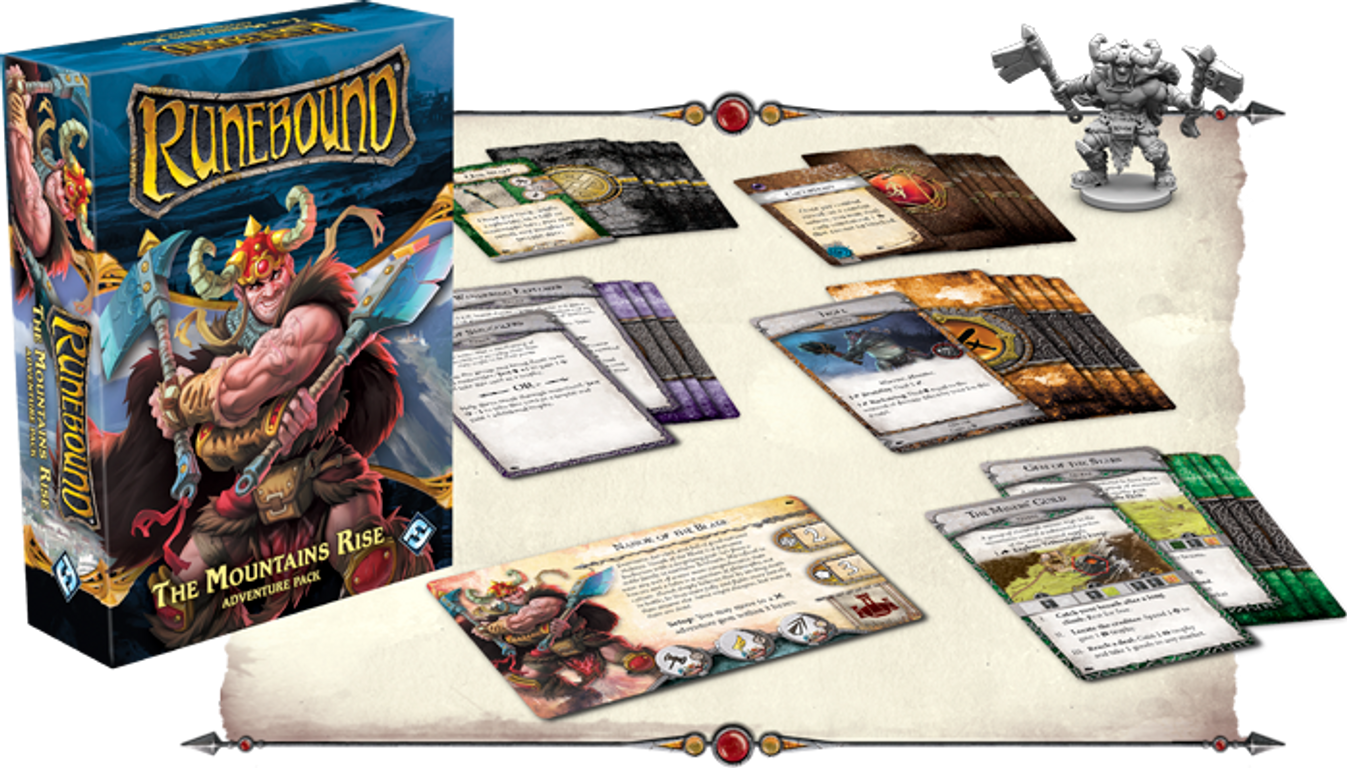 Runebound (Third Edition): The Mountains Rise - Adventure Pack components