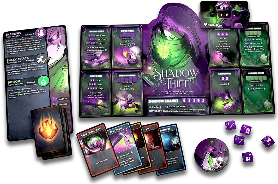 Dice Throne: Season One ReRolled – Pyromancer v. Shadow Thief composants