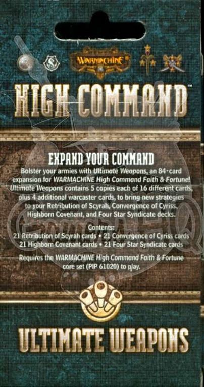 Warmachine: High Command – Faith & Fortune: Ultimate Weapons back of the box