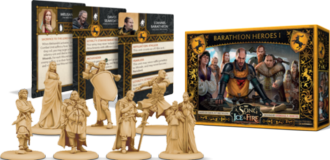 A Song of Ice & Fire: Tabletop Miniatures Game – Baratheon Heroes I components