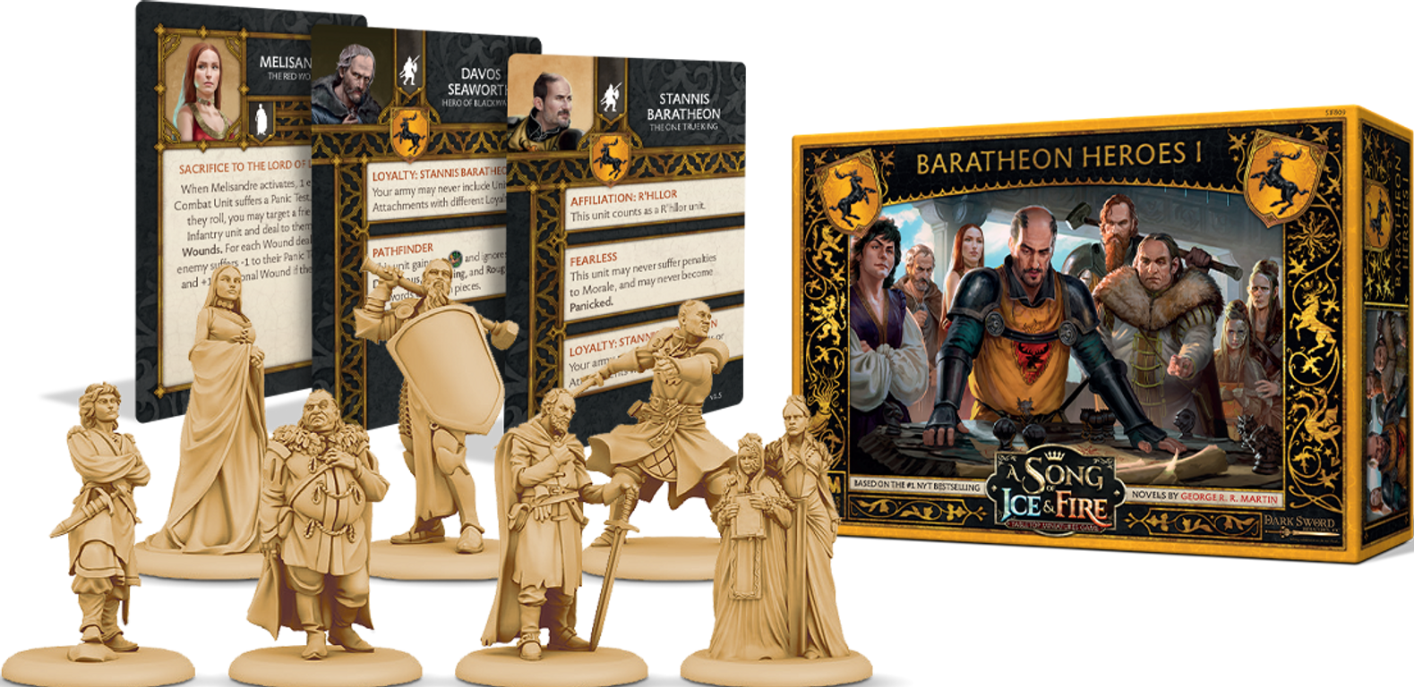 A Song of Ice & Fire: Tabletop Miniatures Game – Baratheon Heroes I components