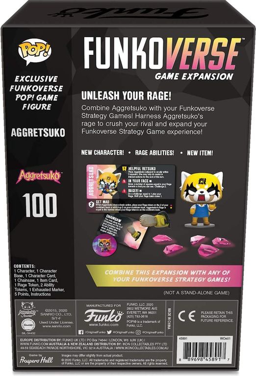 Funkoverse Strategy Game: Aggretsuko 100 back of the box