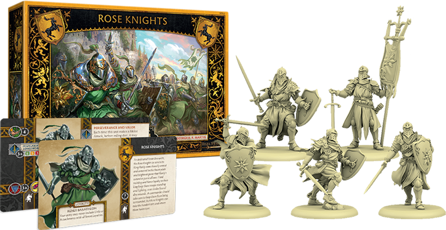 A Song of Ice & Fire: Tabletop Miniatures Game – Rose Knights componenten