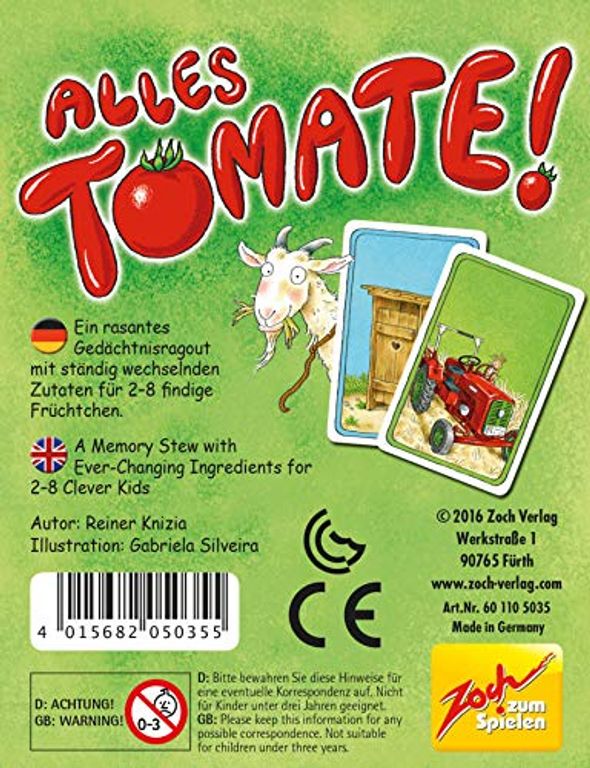 Cache Tomate! dos de la boîte